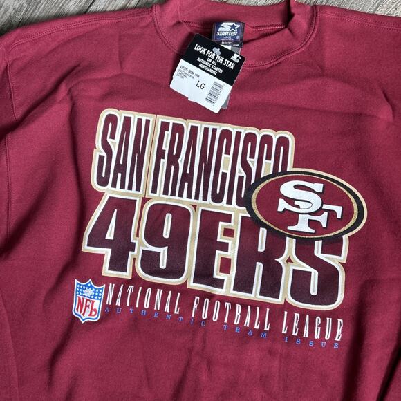 NWT Rare Vintage San Francisco 49ers Starter Crewneck Sweater Spellout Size L - Picture 2 of 6
